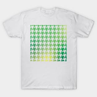 Houndstooth Pattern Natural Green and Yellow Gradient T-Shirt